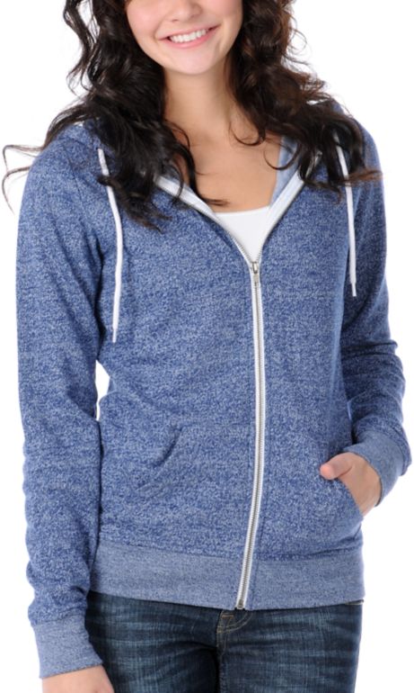 Zine Girls Navy Blue Salt & Pepper Zip Up Hoodie