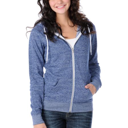 Zine Girls Navy Blue Salt & Pepper Zip Up Hoodie