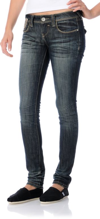 Almost Famous Sloan Dark Distressed Skinny Jeans