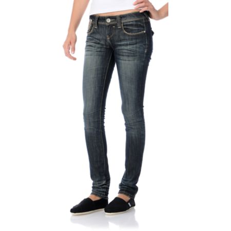 Almost Famous Sloan Dark Distressed Skinny Jeans