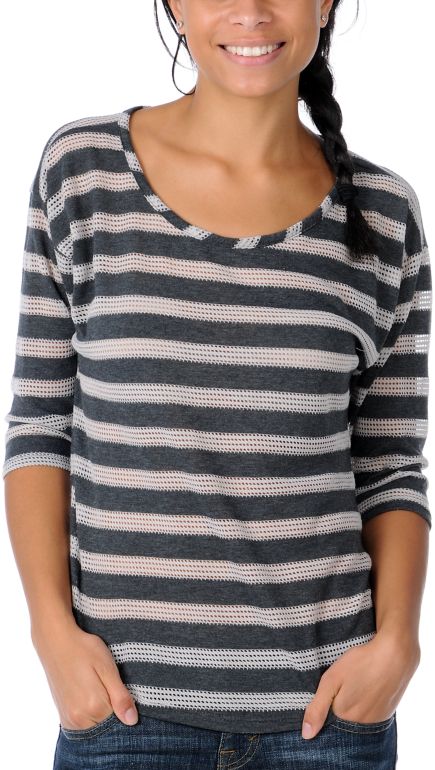 Workshop Obsidian Charcoal Stripe Girls Top