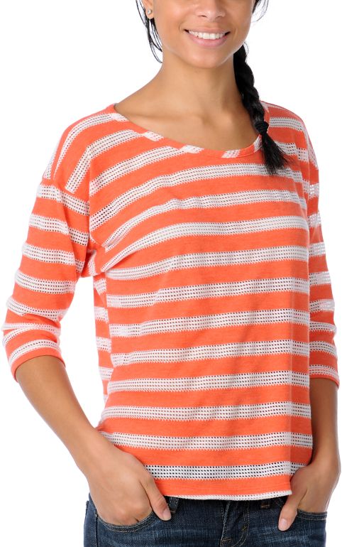 Workshop Obsidian Coral Stripe Girls Top