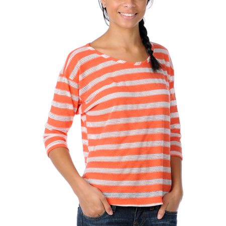 Workshop Obsidian Coral Stripe Girls Top