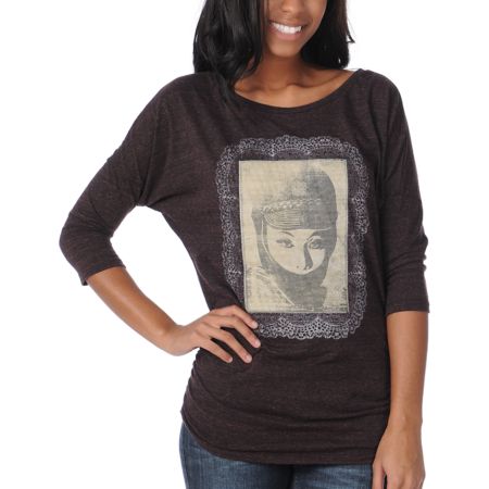 Obey Vintage Lace Red Triblend Dolman Top