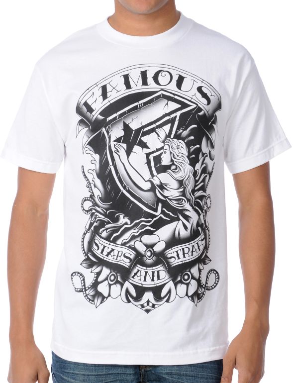 Famous Stars & Straps Rock Of Ages White Tee Shirt