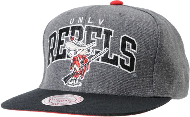 NCAA Mitchell and Ness UNLV Rebels Black & Grey Snapback Hat