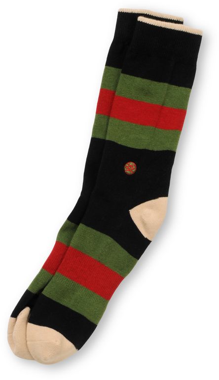 Stance Florence Green, Red, & Black Striped Crew Socks