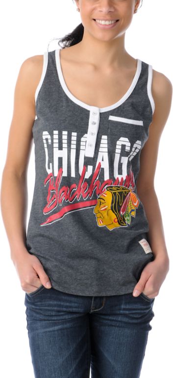 Mitchell & Ness Chicago Blackhawks Pre Game Henley Tank Top