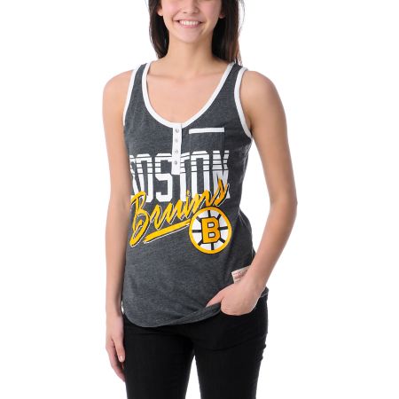 NHL Mitchell and Ness Boston Bruins Pre Game Henley Tank Top