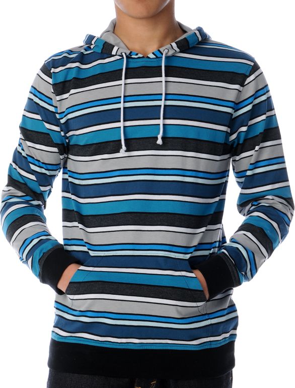 Empyre Invader Turquoise Stripe Knit Pullover Hoodie