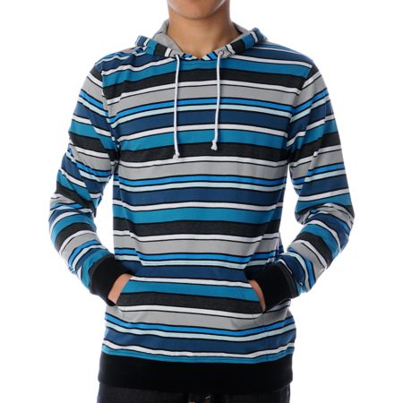Empyre Invader Turquoise Stripe Knit Pullover Hoodie