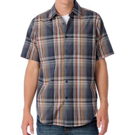RVCA Raceway Grey Plaid Woven Short Sleeve Shirt