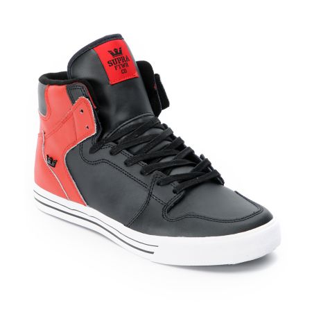Supra Vaider Black & Red Leather Shoe