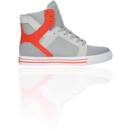 Supra Skytop Grey & Orange Leather Skate Shoe