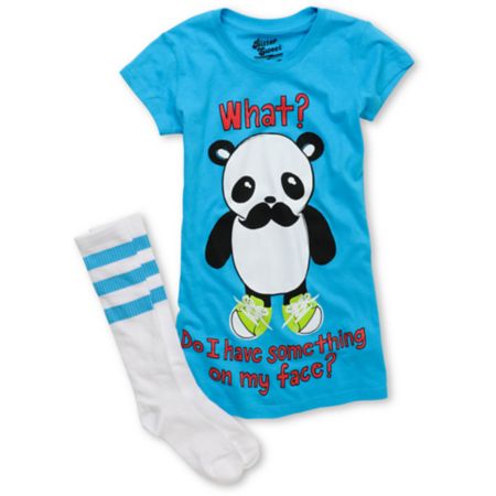 Bitter Sweet My Face Girls Blue Tee Shirt & Tube Socks