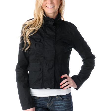 Angel Kiss Girls Black Military Jacket