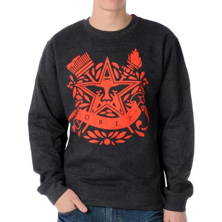Obey Star Torch Charcoal Crew Neck Sweatshirt