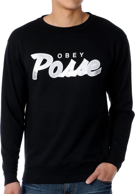Obey Posse Script Black & Grey Crewneck