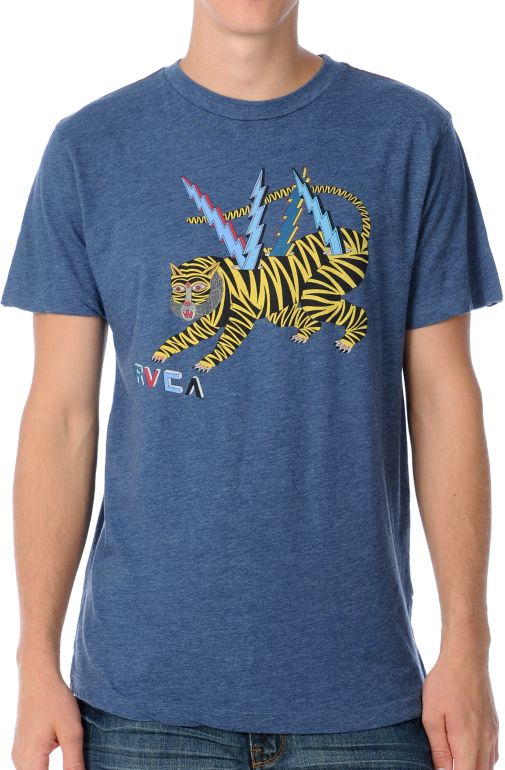 RVCA Leines Tiger Navy Tee Shirt