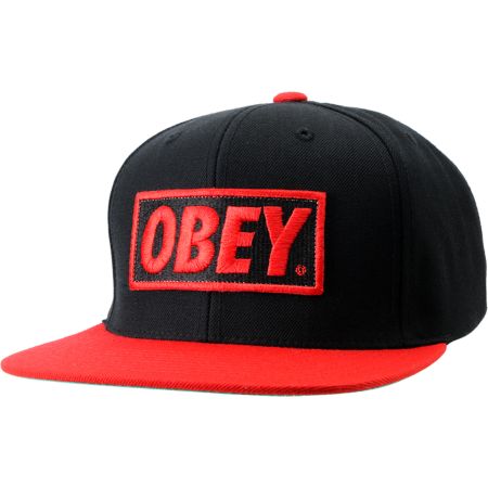 Obey Original Black and Red Snapback Hat