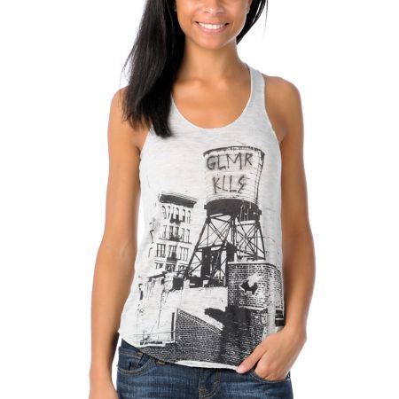 Glamour Kills Streets Grey Racerback Tank Top