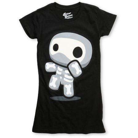 Bitter Sweet Ninja Skeleton Black Glow In The Dark Tee Shirt