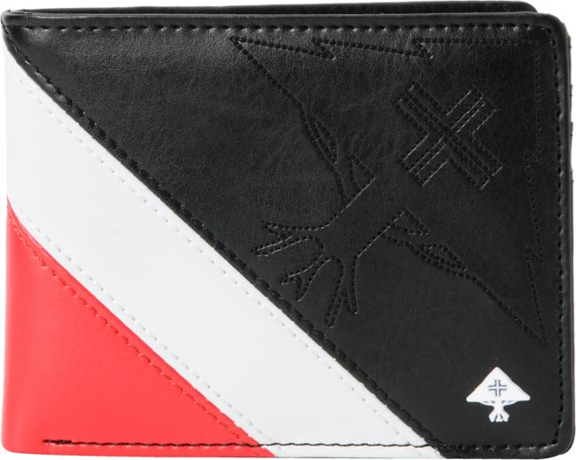 LRG CC Paneled Black & Red Bi Fold Wallet