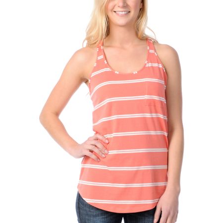Zine Girls Georgia Peach Striped Racerback Tank Top