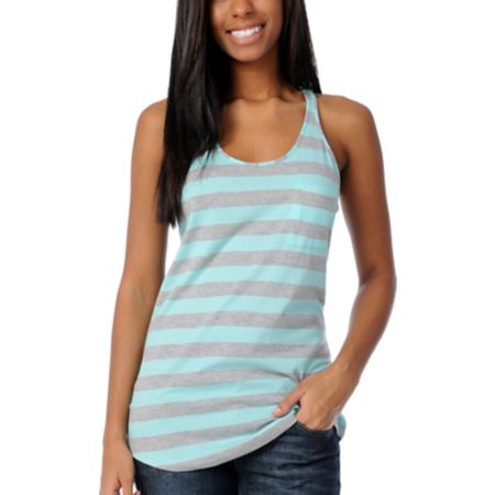 Zine Girls Aruba Blue & Grey Racerback Tank Top