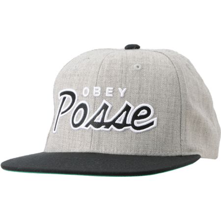 Obey Posse Heather Grey Snapback Hat