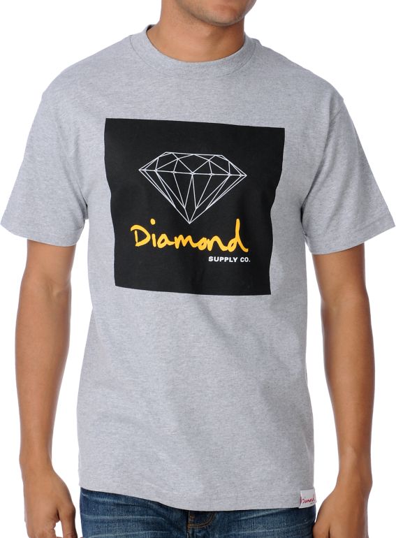 Diamond Supply OG Sign Heather Grey Tee Shirt