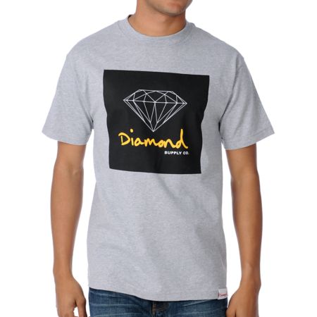 Diamond Supply OG Sign Heather Grey Tee Shirt