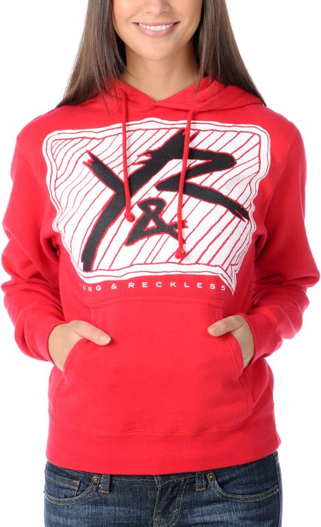 Young & Reckless Girls 80s Red Pullover Hoodie