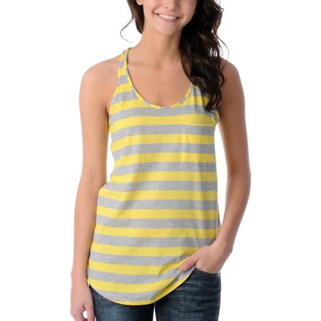 Zine Girls Aspen Gold & Heather Grey Racerback Tank Top