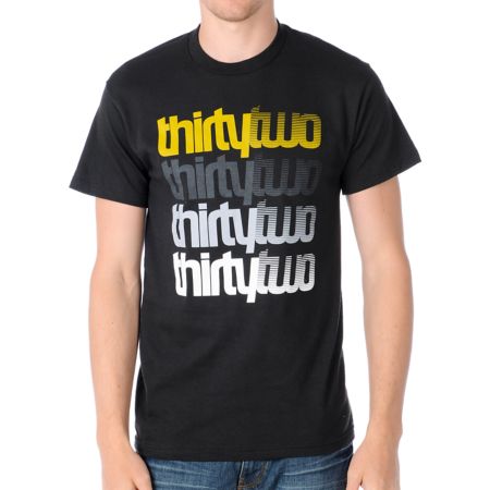 Thirtytwo Stacker Black & Gold Tee Shirt