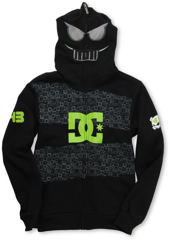 DC Boys Block Black Full Zip Face Mask Hoodie