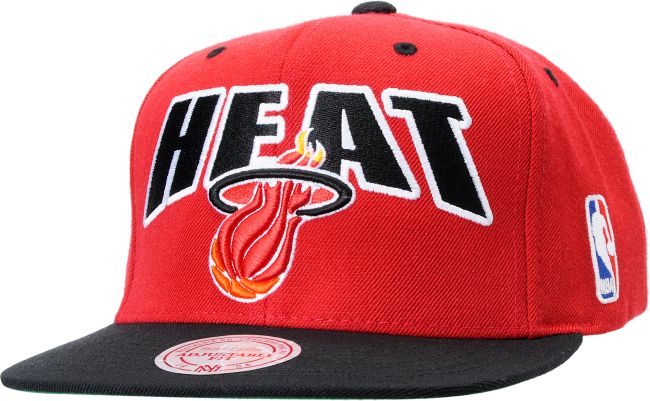 NBA Miami Heat Red & Black Mitchell & Ness Snapback Hat