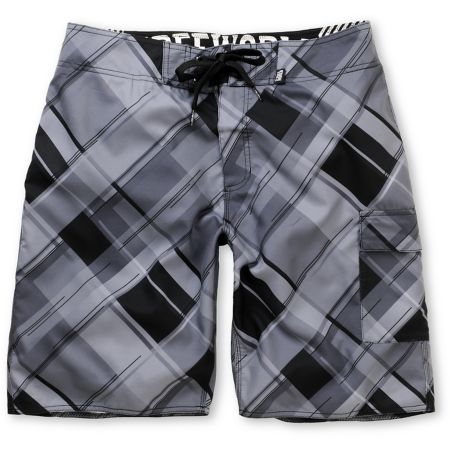 Free World Level Black Geo Pattern 21.25" Board Shorts