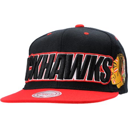NHL Chicago Blackhawks Large Wordmark Mitchell & Ness Snapback Hat