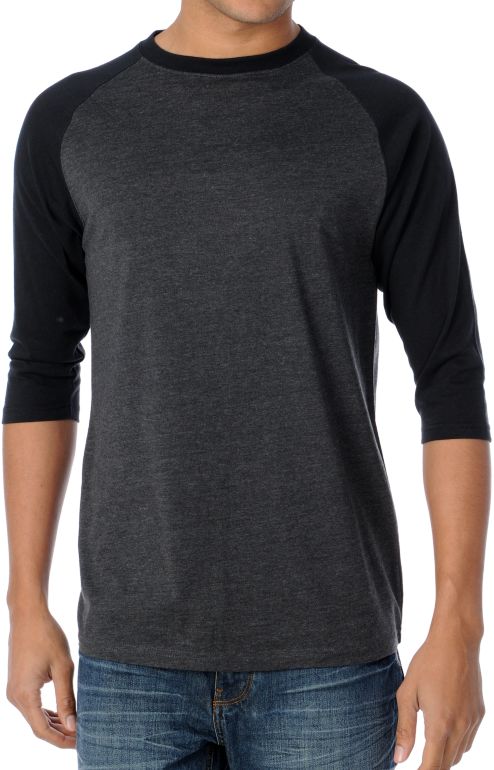 Zine 2nd Inning Black & Charcoal Baseball Tee Shirt