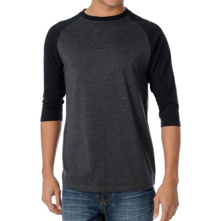 Zine 2nd Inning Black & Charcoal Baseball Tee Shirt