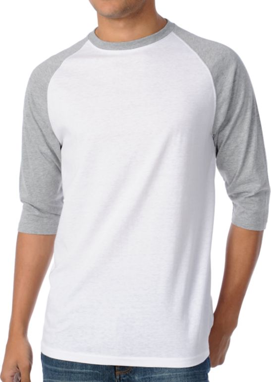 Zine 2nd Inning White & Grey Baseball Tee Shirt