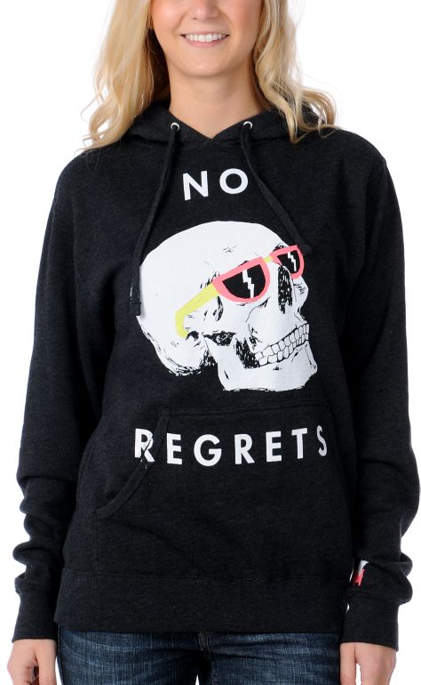Glamour Kills Girls No Regrets Charcoal Pullover Hoodie