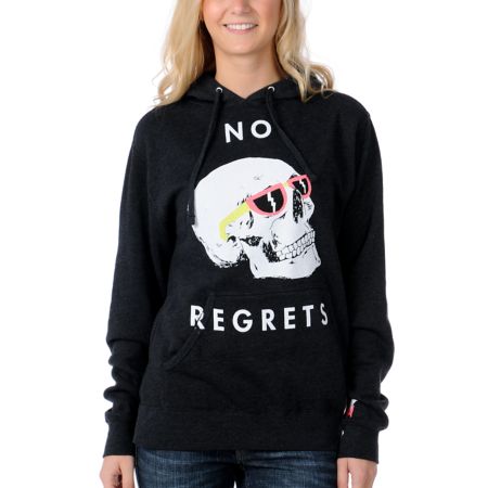 Glamour Kills Girls No Regrets Charcoal Pullover Hoodie