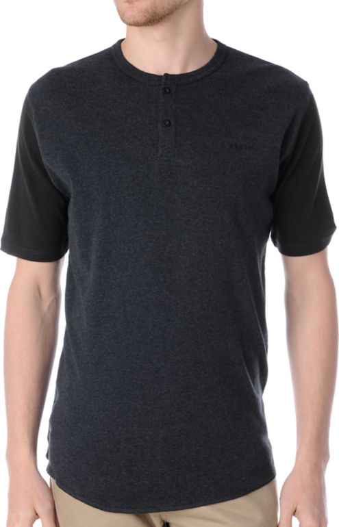 Brixton Lewis Charcoal Henley Tee Shirt