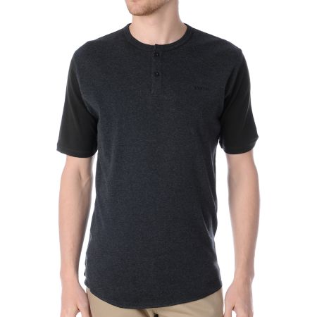 Brixton Lewis Charcoal Henley Tee Shirt 