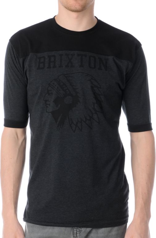 Brixton Stadium Charcoal & Black Knit Tee Shirt