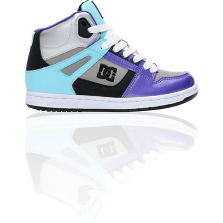 DC Rebound Hi Teal, Purple, and Silver Shoe