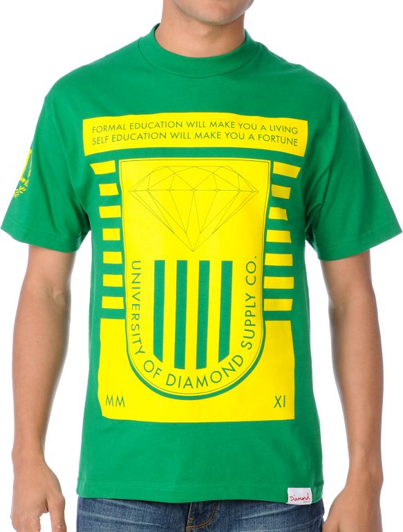 Diamond Supply University Kelly Green Tee Shirt