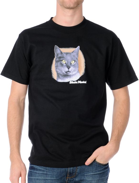 Skate Mental A Cat Glow In The Dark Black Tee Shirt